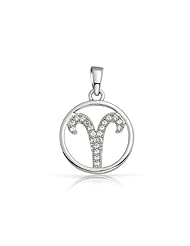 Bling Jewelry Sterling Silver Micro Cubic Zirconia Aries Zodiac Sign Pendant