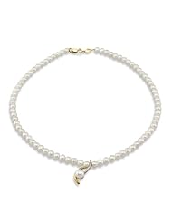 Mikura Necklace, 18K Gold, Freshwater Pearls, 7.5-5.0mm, "A" Quality w/ Diamonds-48 cm
