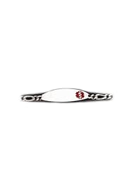 Sterling Silver Medical Alert ID Figaro Chain Bracelet - Length 8 Inch