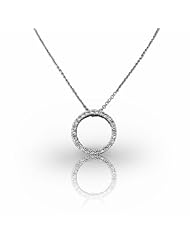 Palladium Classic Style Circle Diamond Pendant. 3/4 CTW