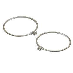 Valentines Day Gifts Ankle Bracelet Pair in Silver 10.25 inches (sanklt092)