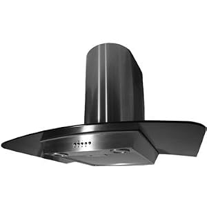 Range Hood Wall Stainless Steel Black Glass 42\” KA-144-BLG Made in Italy