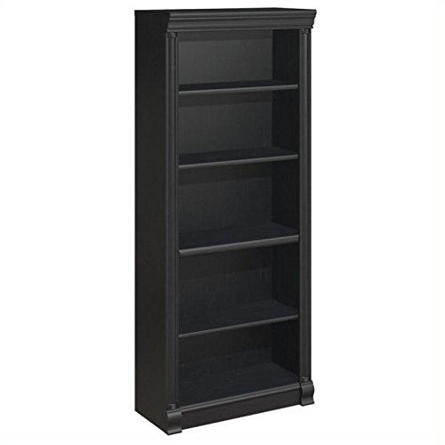 Pemberly Row 5-Shelf Bookcase in Antique Black