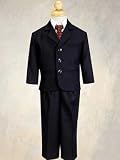 5 Piece Navy Blue Pin-Striped Suit with Burgundy Tie Size 6