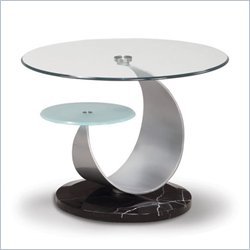Global Furniture USA Juno Glass Top End Table in Black