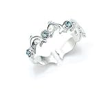 Sterling Silver Dolphins Blue CZ Toe Ring