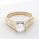 1.50 Carat Round Brilliant with Baguette Diamond Engagement Ring in 18ct Solid Yellow Gold