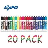 Expo Dry Erase Markers 81047, Chisel Tip 20 Pack Assorted Colors