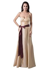 Strapless Lace Taffeta Sheath Floor Length Natural   Waistline Sweetheart Prom Dress  with a Brush/Sweep Train  With a Sash 