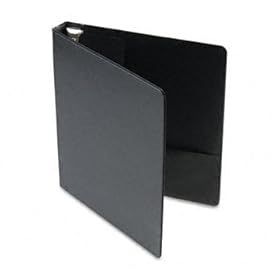 Recycled Leather Grain Vinyl EasyOpen Slant DRing Binder 1 Capacity Black