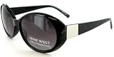 Women's Nine West Black Sunglasses Dark Oval Lenses