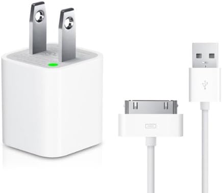 iPhone 4s 4 3gs 3 Charger Usb Data Sync + Wall Adapter iPad 1 & 2 & iPod Touch (White)