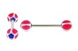 14g Stainless Steel Barbell - Pink with Blue Star - 6mm Ball - 5/16" (Sold as a Pair)