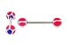 14g Stainless Steel Barbell - Pink with Blue Star - 6mm Ball - 5/16" (Sold as a Pair)