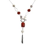 Handmade Red Carnelian & Agate Pendant Necklace With Sterling Silver