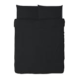 DVALA Comforter / Duvet Set with 2 Pillowcases, Full/queen, 100% Cotton, Black