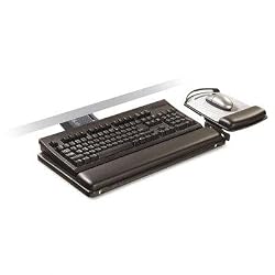 3M Easy Adjust Sit/Stand Keyboard Tray with Adjustable Platform, 23 Inch Track, Antimicrobial Gel Wrist Rests (AKT180LE)