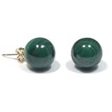 14k Yellow Gold 10mm Malachite Stud Earrings