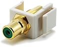 Monoprice 106546 Keystone Jack-Modular RCA with Green Center, White