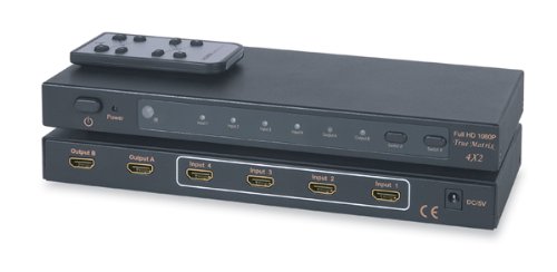 HDMI 4x2 Matrix Amplifier Switch Splitter 4 port 1080p