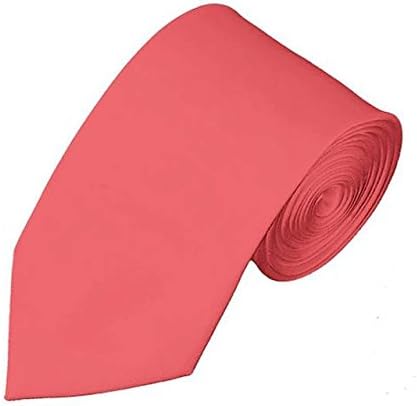 INDUS Mens Solid Color Slim Tie Coral Rose