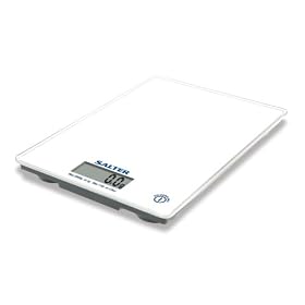 Salter Large ultra slim glass platform electronic kitchen scale white