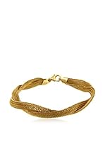 Bellavita Pulsera Shiny Braided Mesh plata bañada en oro 18 ct
