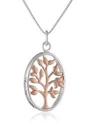 Sterling Silver  with Rose Gold Flashed "Family. My Pride and Joy" Family Tree "Two-Tone" Pendant Necklace , 18"