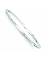 14K White Gold 3mm Polished Square Tube Bangle
