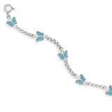Sterling Silver 9 Inch+1 Inch Extention Blue Butterfly Anklet - JewelryWeb