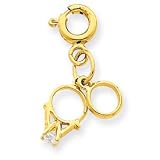 14k Wedding Rings CZ Charm - Measures 21.6x12.5mm