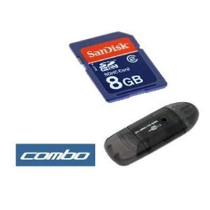 Sandisk 8gb Sdhc Sd Memory Card with Adapter + Black USB Memory Card Reader for Canon Powershot Digital Camera