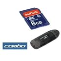 Sandisk 8gb Sdhc Sd Memory Card with Adapter + Black USB Memory Card Reader for Canon Powershot Digital Camera