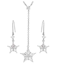 Sterling Silver Cubic Zirconias Women Jewelry Set. Length 37 in. Total Item weight 2.8 g.