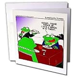Londons Times Funny Animals Cartoons - Frog Dinner Date Embarrassment - Greeting Cards-6 Greeting Cards with envelopes