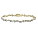 18k Yellow Gold Overlay Sterling Silver Emerald Bracelet