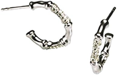 OWC Sterling Silver Mini Bamboo Hoop W. Diamonds