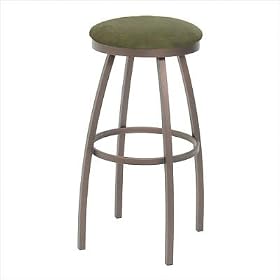 Henry 34 Tall Backless Swivel Bar Stool Seat Type: Fabric - Bamboo Teak, Finish: Titanium,... by Trica