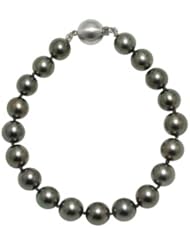 14K White Gold 8" "A" Quality Pearl 8-9mm Natural Color Tahitian Bracelet