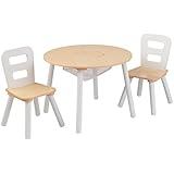 KidKraft Round Table and 2 Chair Set, White/Natural