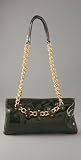 GOLDENBLEU Aster Bag in Black Herringbone Patent