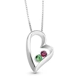 Personalized Sterling Birthstone Heart Necklace and Jewelry Box Gift