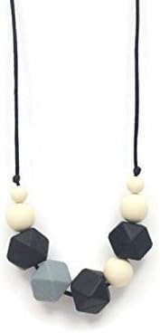 Black and White Geometric Silicone Teething Necklace, Nursing Necklace