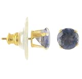 14 KT Yellow Gold Dark Blue Stainless Steel Back Post 14K Stud Earrings