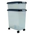 IRIS Airtight Pet Food Storage Container Combo, 12 Quart, 33 Quart, Navy