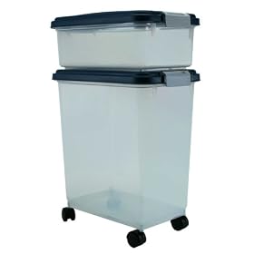 Iris MP-8 Airtight Pet Food Container and MP-1 Snack Bin Combo, Navy Blue
