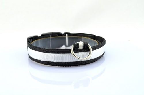 E821 2014 Newest Design Dog Collar with Lighting-emitting Lattice Plane for Sale (white, Middle size:40-48cm)