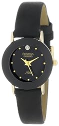 Armitron Women's 75-2447BLK NOW Diamond Accented Gold-Tone Black Leather Watch