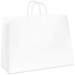 White Paper Shopping Bags, 16inch W x 6inch D x 12inch H