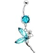 Aqua Giant Gem Fairy Dangle Belly Ring